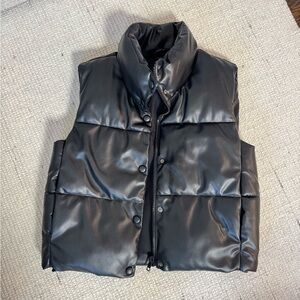 Zara Black Faux Leather Strap via Quilted Vest